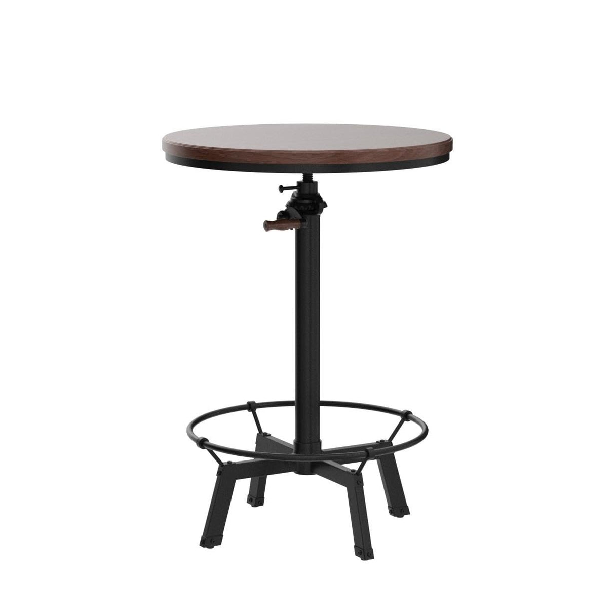 BOKKOLIK Vintage Height Adjustable Industrial Bar Table with Wooden Top - 33.47-39.37 Inch Swivel Design BOKKOLIK