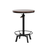 BOKKOLIK Vintage Height Adjustable Industrial Bar Table with Wooden Top - 33.47-39.37 Inch Swivel Design BOKKOLIK