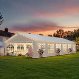 EROMMY 20x40FT Heavy Duty Outdoor Party Tent, White Wedding Canopy with Removable Sidewalls, Roll-Up Doors, Storage Bags, Event & Commercial Gazebo Shelter EROMMY