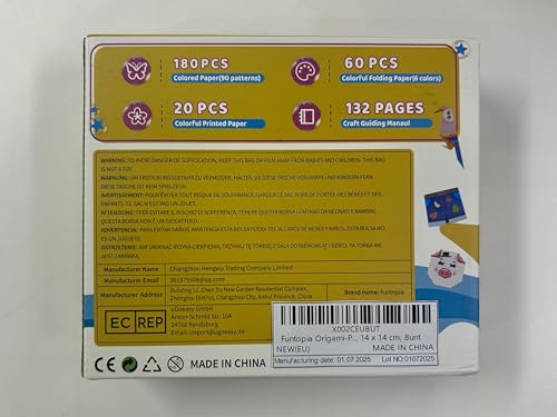 Origami Kit for Kids Ages 5-8 8-12, 260 Sheets Origami Paper with 99 Patterns and Guiding Book, Funtopia DIY Craft Art Projects Supplies for Boys Girls, Travel School Vacation Activities Toy Funtopia