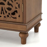 Sophia & William Accent Cabinet with Doors, Distressed Storage Cabinet with Wood Frame and Hollow-Carved Floral Doors for Entryway Living Room, Wood Sophia & William