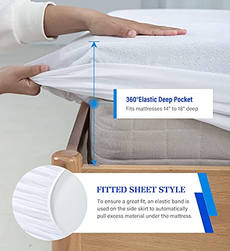 Full Size Mattress Protector Waterproof Mattress Topper Pad Cover Super Noiseless Soft & Breathable Mattress Protector Terry for Pets Kids Adults 54" x 75" Fitted Bed Sheets Artivestion