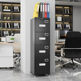 Aobabo 4 Drawer File Cabinet with Lock and Wheels, Metal Vertical Filing Cabinet with Anti-Tilt Interlock System for Home Office, Fits Letter/Legal Size, Black,Required Assembly Aobabo
