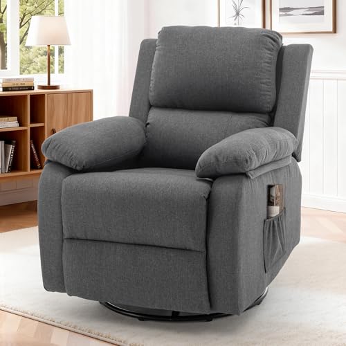 Korser Recliner Chair, 360 Swivel Rocker Chair for Adults, Small Rocking Recliner for Small Spaces, Upholstered Fabric Glider Recliner Nursery
