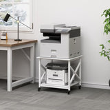 Fannova 23.6 x 23.6 Inches Large Printer Stand, 2 Tier Square Printer Table with Storage Shelf for Home Office, Multi-use Rolling Cart with Wheels for Laser Printer, 3D Printer and Mini Fridge - White Fannova