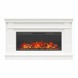 Pemberly Row Wide Mantel with Linear Electric Fireplace in White Pemberly Row