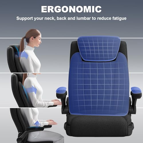 ralex-chair Big and Tall Office Chair -500 lb Heavy Duty Office Chair for Big Man, Fabric High Back Executive Office Desk Chair with 120° Tilt Rock,Computer Desk Chair with flip up arm - Black ralex-chair