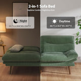 PERLECARE Convertible Futon Sofa Bed, 66" Corduroy Futon Couch with Adjustable Backrest and Armrests, 3-in-1Recliner Sleeper Sofa for Small Spaces, Play Room,Living Room or Office（66 in,Green） PERLECARE
