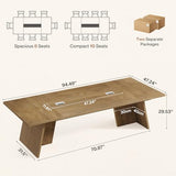 Tribesigns 8ft Conference Table, Conference Room Table for 10 People, Large Meeting Desk with Cable Grommet, Modern Boardroom Table for Office Conference (1, Brown) Tribesigns