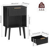 MAHANCRIS End Table, Fluted Night Stand, Modern Side Table, Small Bedside Table with 1 Drawer and 1 Open Compartment, Mid Century Nightstand, for Living Room, Bedroom, Study, Office, Black ETBK6201 MAHANCRIS