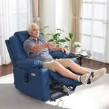 MCombo Electric Power Lift Recliner Chair Sofa with Massage and Heat for Elderly, 3 Positions, 2 Side Pockets, and Cup Holders, USB Ports, Faux Leather 7040 (Blue, Medium) MCombo