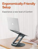 tounee Telescopic Laptop Stand for Desk with 360° Swivel Base, Sit to Stand, Height Adjustable, Portable Riser Holder for Good Posture, Compatible with MacBook Pro, All Laptops 10-17"-Gray tounee