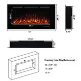 Dreamflame Electric Fireplace 42inches, Wall-Mounted & Recessed Fireplace Inserts, Multicolor Flame w/5 Dimmer, Remote Control Thermostat, Timer, Overheating Protection, Hardwire Connect, 1500W,Black Dreamflame