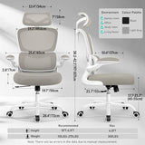 BESTFAIR High Back Ergonomic Office Chair, Breathable Mesh Desk Chair with Lumbar Support, Adjustable Headrest, Flip-up Armrests, Computer Gaming Chair, (LightGray, 1Pack) BESTFAIR