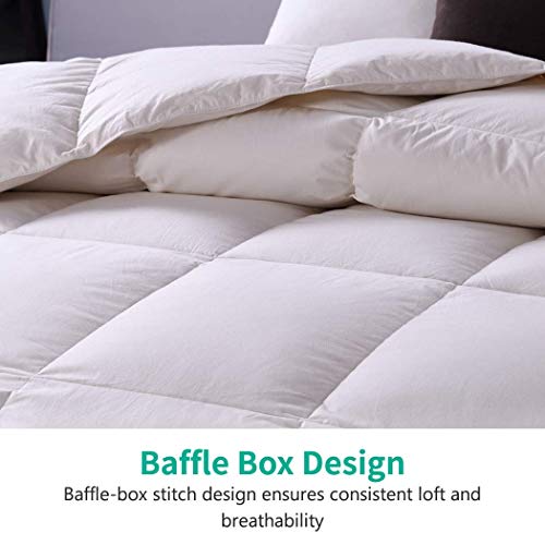 APSMILE Oversized King Luxury Organic Cotton All Season Down Feather Fibers Comforter, High Fill-Power Medium Warmth Duvet Insert (120x98, Ivory White) APSMILE