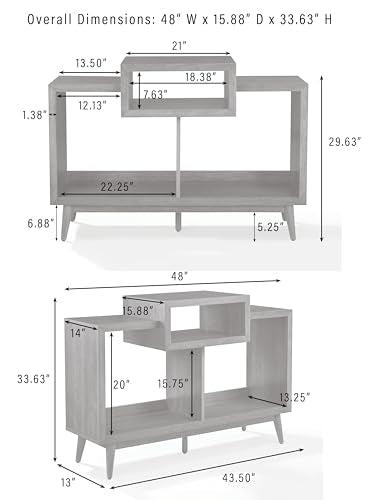 Crosley Furniture Nashville Mid Century Modern Console Record Player Stand, Stores Up to 220 Vinyl Records, Medium, Brown Crosley Furniture