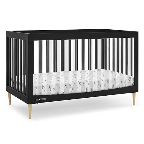 Delta Children Austin Acrylic 4-in-1 Convertible Baby Crib - Greenguard Gold Certified, Midnight Grey/Natural - WoodArtSupply