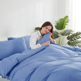 Hearth & Harbor Calm Blue Duvet Cover Queen Size - 3 Piece Soft Double Brushed Bedding Set - Includes 1 Queen Duvet Cover with Button Closure 90x90 inches and 2 Pillow Shams Hearth & Harbor