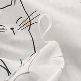 BlueBlue Cats Kids Duvet Cover Set Twin, 100% Cotton Bedding for Boys Girls Teens Single Bed, Cartoon Cats Pattern Print on White, 1 Animal Comforter Cover 2 Pillowcase (Twin, Cute Cat) BlueBlue