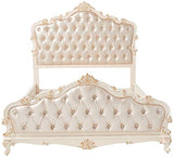 Acme Chantelle Queen Bed in Rose Gold PU & Pearl White ACME Furniture