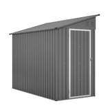 YOPTO 4×8 FT Lean to Metal Shed,Outdoor Heavy-Duty Storage Shed with Floor Base,All Weather Waterproof Garden Tool House W/Lockable Door&2 Air Vents,Reversible Door Design,for Backyard,Patio,Lawn,Gray YOPTO