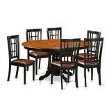 East West Furniture KENI7-BCH-LC 7 Piece Dining Room Furniture Set Consist of an Oval Kitchen Table with Butterfly Leaf and 6 Faux Leather Upholstered Chairs, 42x60 Inch, Black & Cherry East West Furniture