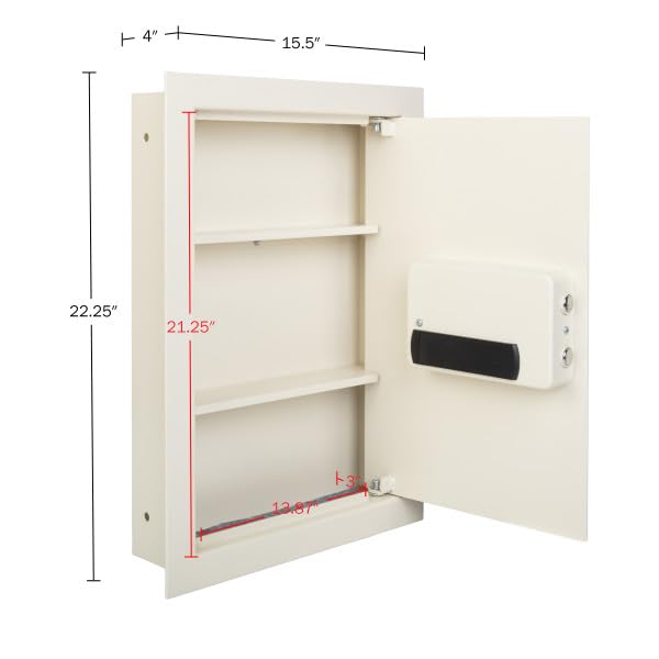 In-Wall Safe - Home or Business Safe with Keypad and 2 Manual Override Keys - Protects Cash, Jewelry, Passports, and More by Paragon Safes (Cream) Paragon Lock & Safe