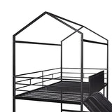 Bellemave Twin Metal Loft Bed with Fence and Two-Sided writable Chalkboard, Twin Size Metal House Bed with Slide and Ladder,for Bedroom Dorm,for Kids, Boys, Girls, Teens (Black) Bellemave
