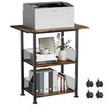 BOHDK Printer Stand, 3-Tier Industrial Large Printer Table with Shelf, 23"x15" Mobile Heavy Duty Storage Rack on Wheels for Home Office Printer Fax Machine Scanner Copier