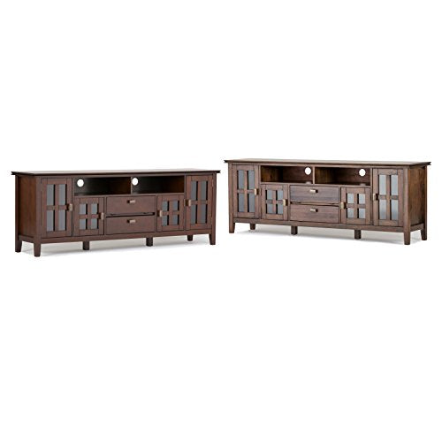 SIMPLIHOME Artisan SOLID WOOD 72 Inch Wide Transitional TV Media Stand in Natural Aged Brown for TVs up to 80 Inch, For the Living Room and Entertainment Center SIMPLIHOME