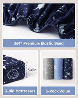 Unnivoll Baby Crib Sheets for Boys Girls, 28x52x8in Fitted Crib Sheet Neutral 3 Pack for Standard Crib and Toddler Mattress, Breathable Soft Microfiber Baby Sheet Blue Gray Planet Unnivoll