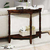 Giantex 42" Half Moon Console Table, 2-Tier Semi-Circle Entryway Table with Storage Shelf & Carved Rubber Wood Legs, Vintage Round Curved Sofa Tables for Living Room, Hallway, Entrance Giantex