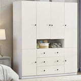 VivaVista Wooden Armoire Wardrobe Closet, 74" H Wardrobe Closet Cabinet with 4 Doors, White Bedroom Closet Wardrobe with Drawers & Shelves VivaVista