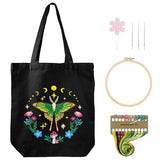 Nuberlic Canvas Tote Bag Embroidery Kit for Beginners Adults -DIY Needlepoint Kit with Butterfly Pattern Bag Reusable Eco-Friendly Shopping Bag