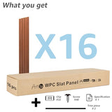 Art3d WPC Slat Wall Panels, 16-Pack 48 x 6 Inch 3D Wall Accents for Interior Wall Decor, Living Room, Bedroom, Teak Art3d