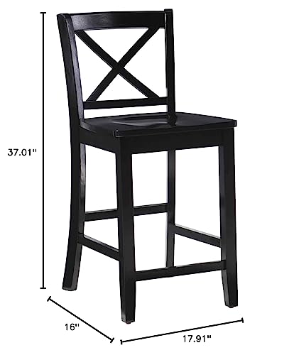 Linon Home Dcor Black X Back Counter Stool, 16" W x 17.91" D x 37.01" H Linon