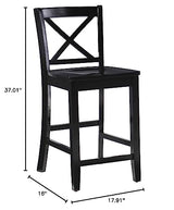 Linon Home Dcor Black X Back Counter Stool, 16" W x 17.91" D x 37.01" H Linon