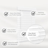 Lotus & Windoware Cordless, 2 Inch Faux Wood Blind, 14" Wide x 84" Long, Window Blinds, Blinds & Shades, Blinds for Indoor Windows, Smooth, Bright White - 14" x 84",Bright White LOTUS & WINDOWARE