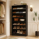 Homieasy Tall Shoe Cabinet, 9-Tier Wood Shoe Rack Organizer Cabinet for Closet, Freestanding Shoe Storage Cabinet with Adjustable Shelves for Entryway, Bedroom, Black Homieasy