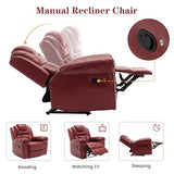 ERYE Manual Recliner Chair with LED Light Strip for Living Room, Bedroom, Manual Reclining Home Theater Seating Armchair, Faux Leather Tufted