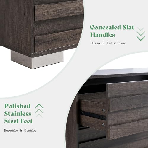 AMERLIFE 5 Chest of Drawers for Bedroom, 47" Tall Drawers Dresser with Tilt Handle, Farmhouse Wooden Dresser for Bedroom, Living Room, Hallway, Grey AMERLIFE