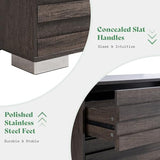 AMERLIFE 5 Chest of Drawers for Bedroom, 47" Tall Drawers Dresser with Tilt Handle, Farmhouse Wooden Dresser for Bedroom, Living Room, Hallway, Grey AMERLIFE