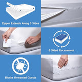 Full Size Mattress or Box Spring Encasement (5" to 8" Depth) - Low Profile Waterproof Zippered Protector Hypoallergenic Premium Bed Cover Protects from Dust Allergens Four Seasons Essentials