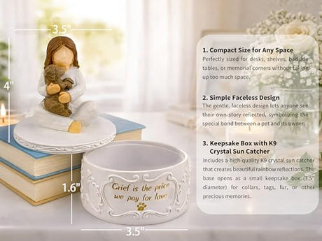Gleemoria Pet Memorial Gifts for Dogs - Loss of Dog Sympathy Gift, Keepsake Trinket Box with Guardian Angel Figurine, Crystal Suncatcher Included, Remembrance Gift for Pet Loss Gleemoria