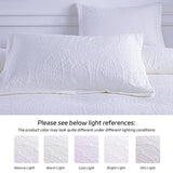 SheRest Full Quilt Bedding Set - White Soft Breathable Bed Quilts, Modern Style Embossed Bedspreads, Lightweight Microfiber Reversible Coverlet for All Seasons-3 Pieces (1 Quilt,2 Pillow Shams) SheRest
