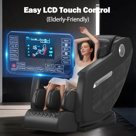 DOVRYTHEN Zero Gravity Full Body Massage Chair - 4.7" Extendable Footrest for Tall Users 5ft-6'3",Lumbar Heat & Foot Rollers, Relieve Back Pain for Sedentary Workers/Tall Users (Home Office) DOVRYTHEN