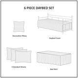 Madison Park Daybed Cover Set-Trendy Damask Quilting with Scalloped Edges All Season Luxury Bedding with Bedskirt, Matching Shams, Decorative Pillow, 75"x39", Tuscany Blush, 6 Piece Madison Park