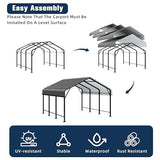 Shintenchi 12x15 FT Carport,Metal Carport with Enhanced Base, Oversized Garage Outdoor Galvanized Shelter,Heavy Duty Carports Canopy for Cars,Boats and Tractors Shintenchi