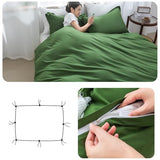 SheRest Olive Green Duvet Cover - Soft Brushed Microfiber, 3 Pieces, 1 Duvet Cover 80x90 Inches with Zipper Closure 8 Ties & 2 Pillow Shams, Breathable Bedding Set for All Season, Full (No Comforter) SheRest