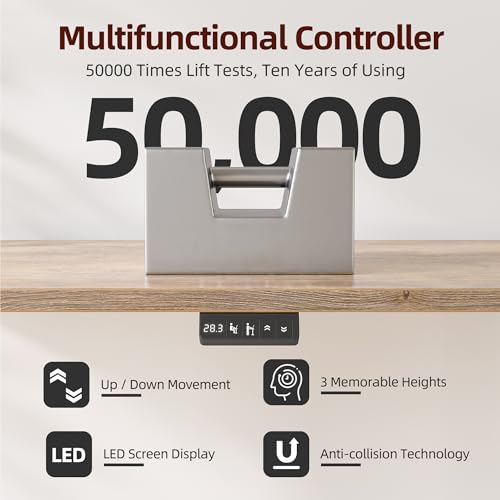 TIQLAB L Shaped Standing Desk Adjustable Height, Electric Corner Standing Desk, 63 x 55 inch Sit Stand Computer Table with Splice Board, Maple TIQLAB